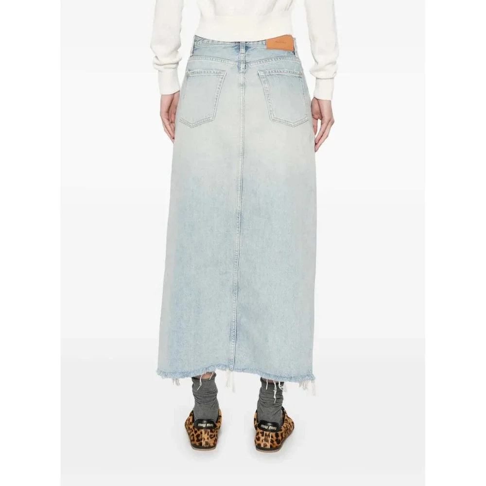 7 For All Mankind Distressed Asymmetrical Denim Maxi Skirt Size 27 - Picture 3 of 13